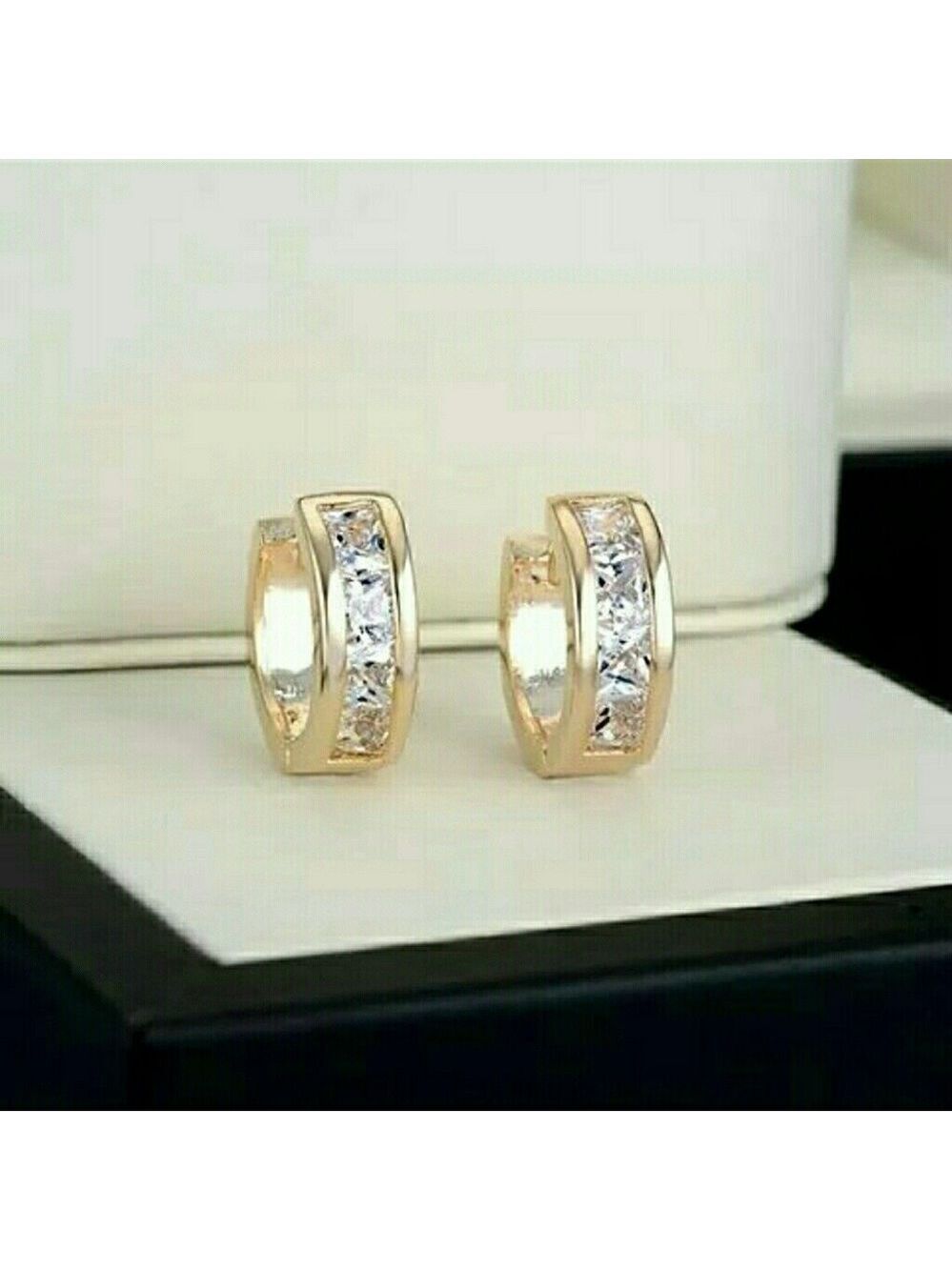 💋RHINESTONE GOLD HOOPS!!! - Picture 7 of 9
